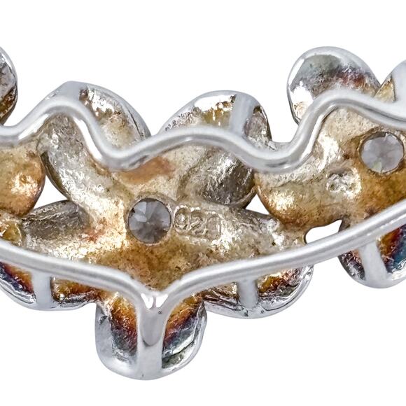 Vintage Sterling Silver 925 Cubic Zirconia Plumeria Slide Pendant - Picture 5 of 7